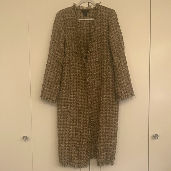 House of Harlow 1960 Knit Shimmer Tweed Pattern Long Duster - Picture 2 of 9